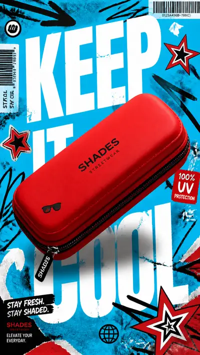 Bright Red Sunglasses Case Streetwear Poster