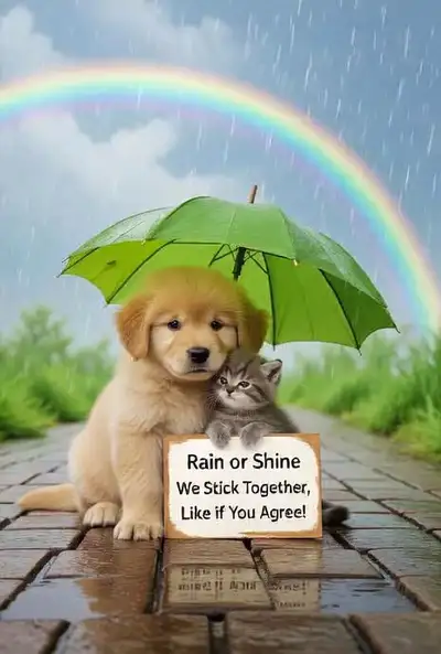 Rain or Shine Puppy and Kitten Scene