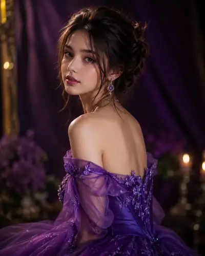Regal Elegance in Deep Purple Portrait