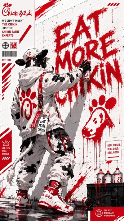 Anime Streetwear Fast-Food Mascot Poster