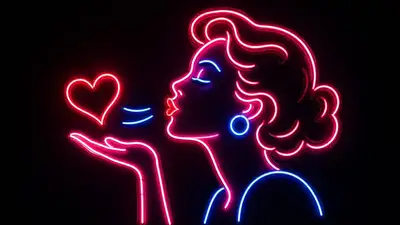 Neon sign template: glowing tube outlines on a dark background