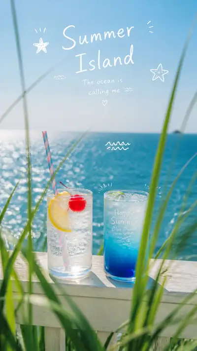 Vertical Fresh Seaside Drink Still Life Photography