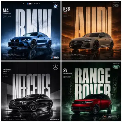 Cinematic automotive billboard poster template for any car brand