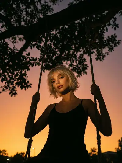 Golden Sunset Swing Portrait