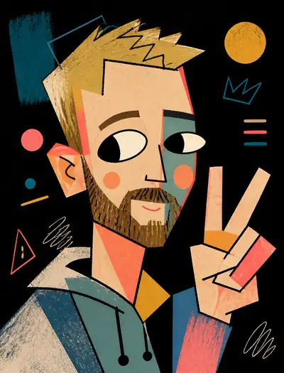 Illustration de portrait vectoriel kawaii cubiste néo-expressionniste