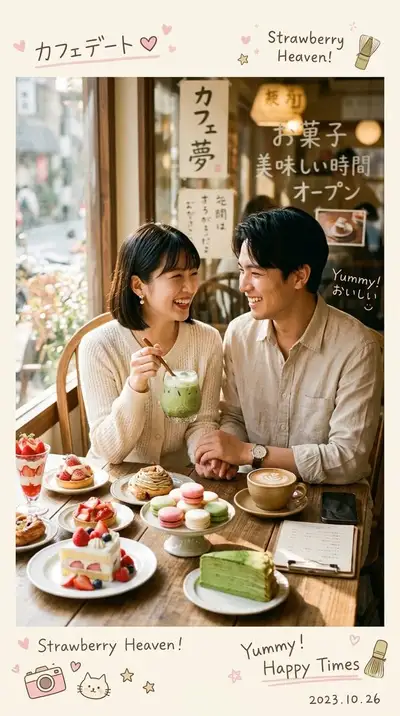 Cozy Japanese-Korean cafe couple photography