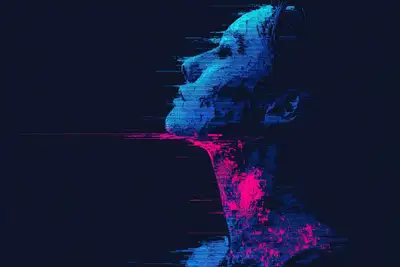Corrupted Signal Silhouette Prompt