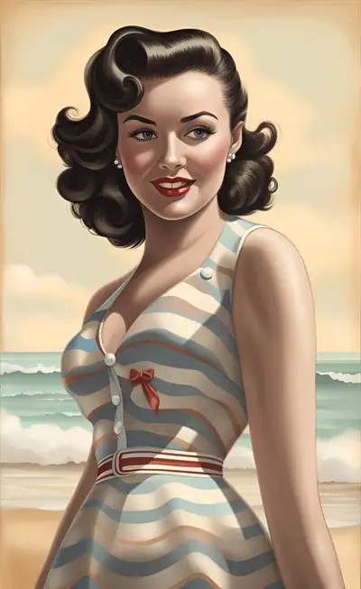 1950s Pin-up Girl Beach Portrait