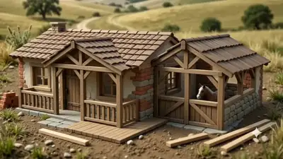 Timelapse de finition extérieure pour maison de ranch et écurie