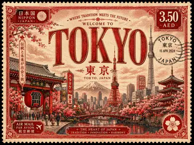 Vintage Travel Postage Stamp Design Prompt