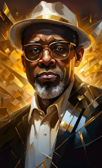 Retrato al óleo de un músico de jazz sazonado y conmovedor