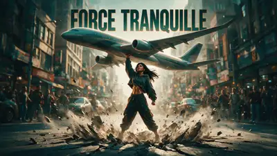 Heroic Woman Lifting Airplane Cinematic Prompt