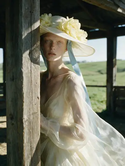 Ethereal Fashion Editorial with Sun Hat