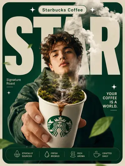 Surreal Coffee World Poster Prompt