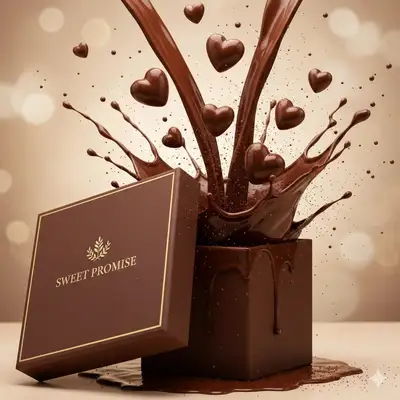 Luxury chocolate commercial with molten chocolate splash
