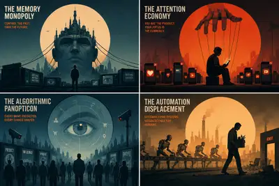 Prompt d'affiche graphique à halo pour des thèmes de science-fiction dystopique