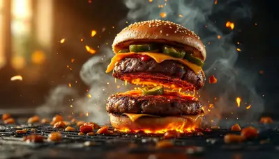 Deconstructed Jalapeño Burger 3D Render