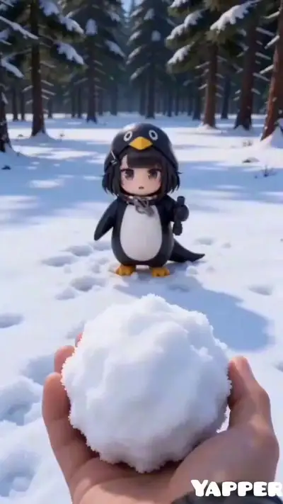 Angry Penguin Girl Snowball Chaos 3D Animation