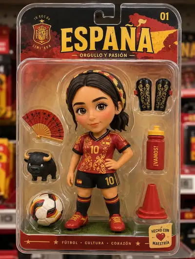 Country-themed collectible soccer toy in blister packaging