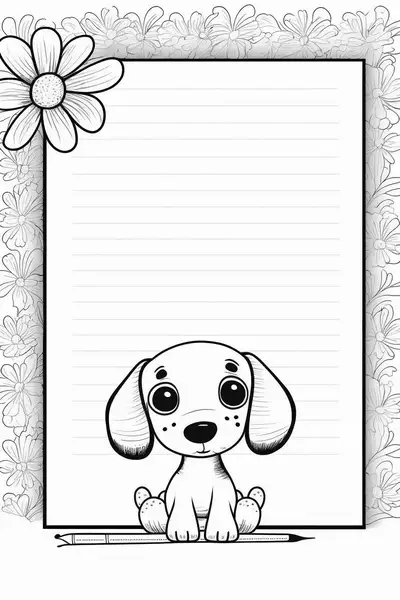 Kawaii Perro Salchicha para Colorear - Prompt de Papelería
