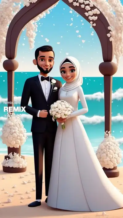 3D Disney-Style Muslim Wedding on Beach