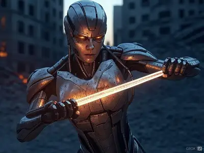 Cinematic Cybernetic Warrior Still
