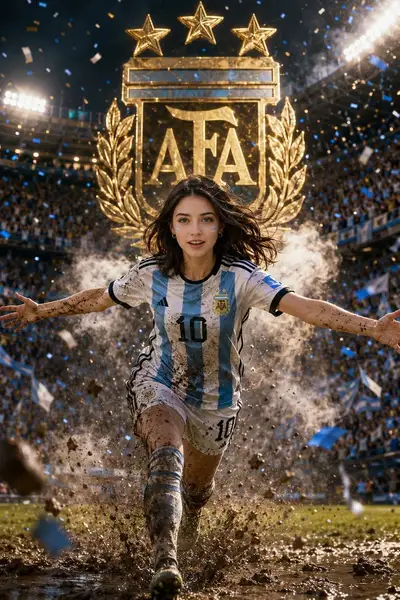 Epic Argentina football fan celebration poster