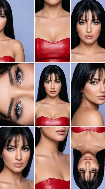 3x3 Beauty Crop Editorial Grid with Red Leather Top