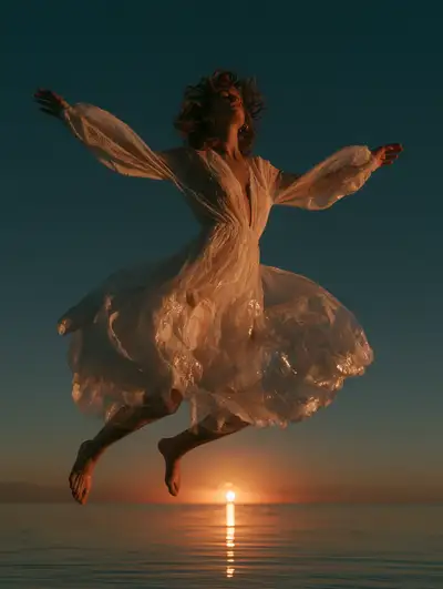 Soaring Woman at Sunset