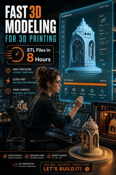 Fast 3D modeling for printing advertisement