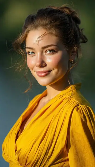 Radiant Beauty in Vibrant Yellow Portrait