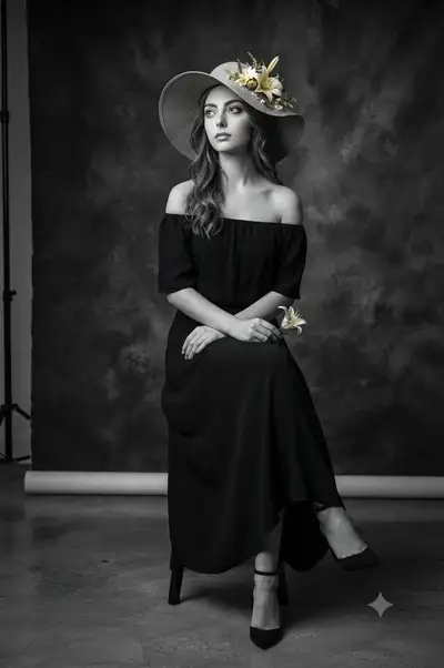 Cinematic B&W Portrait with Selective Color