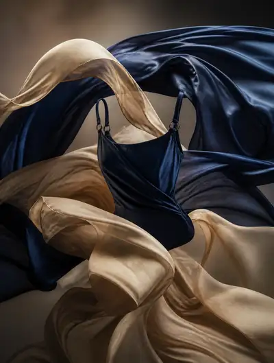 Abstract swimwear fabric sculpture editorial visual