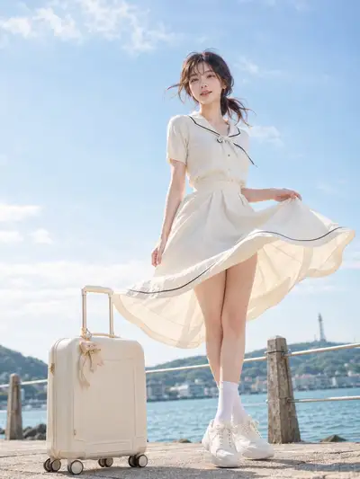 Seaside Breeze: Japanese Summer Portrait Prompt