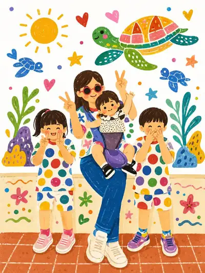 Family Photo to Kawaii Storybook Illustration