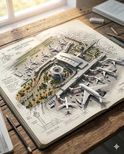 LAX Airport Miniature Diorama from Sketchbook