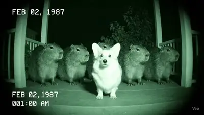 Corgi and Capybaras Dance Party CCTV Footage