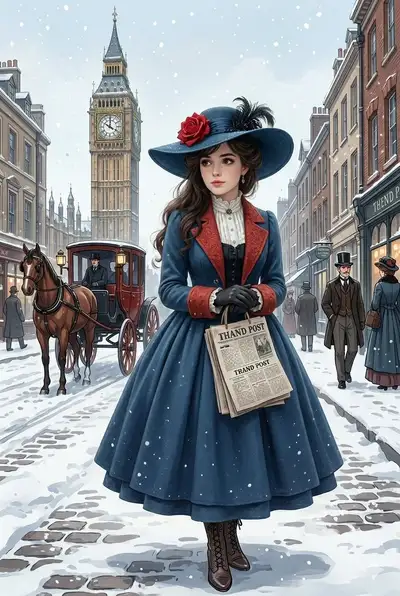 Victorian London Snow Cinematic Portrait