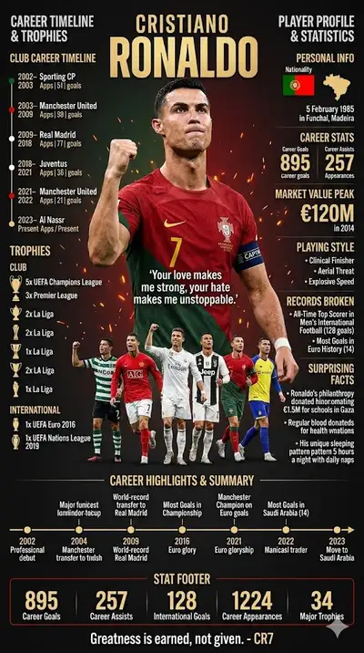 Cinematic CR7 Sports Infographic Poster