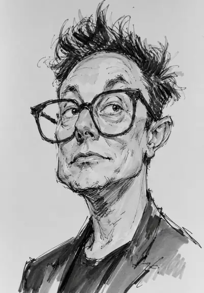 Monochromes Karikatur-Porträtskizzen-Prompt