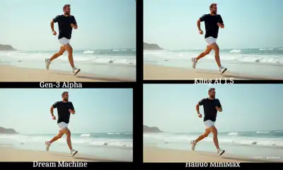 Beach Sprint Tracking Shot Prompt