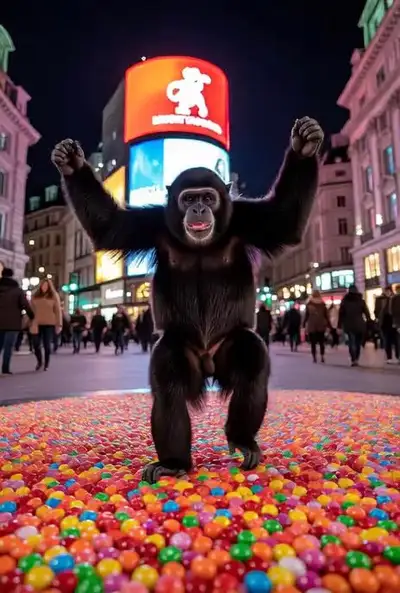 Joyful Howler Monkey Dancing in Piccadilly Circus