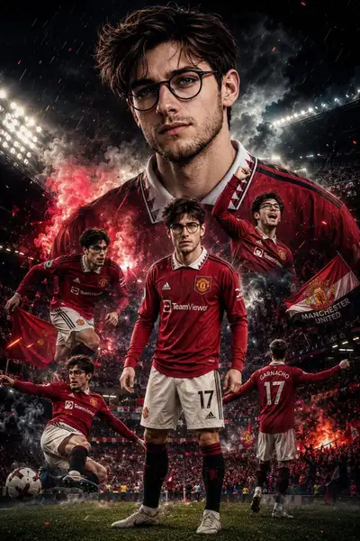 Epische Fußballspieler-Stadion-Postercollage