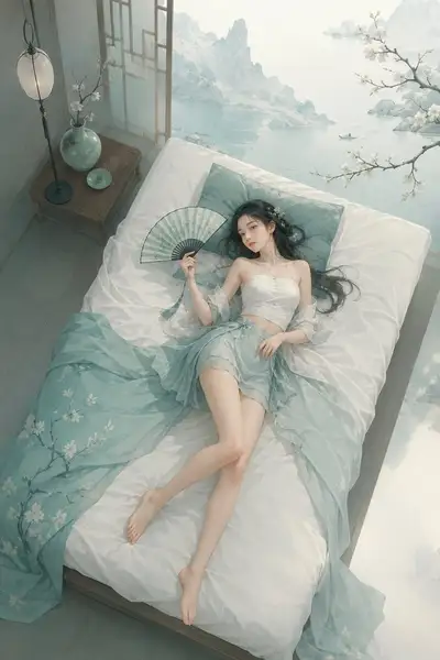 极简东方禅意半写实插画模板