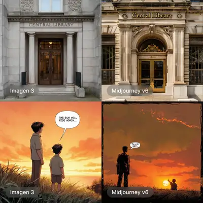 Panneau de Bande Dessinée Père et Fils au Coucher du Soleil