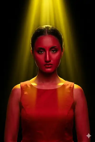 Crimson Spotlight Portrait