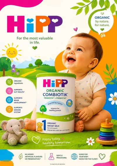 Premium Baby Formula Advertisement with Playful Nursery Icons