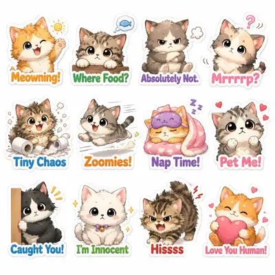 可爱奇比猫贴纸包插图集