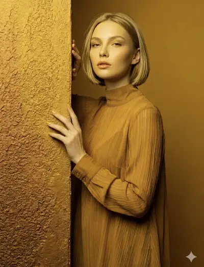 Golden Fashion Editorial Portrait