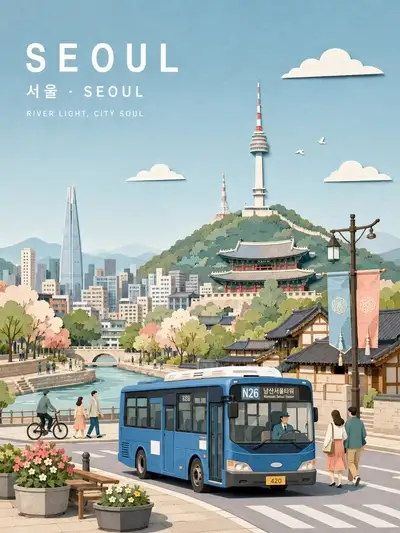 地标与车辆纸拼贴旅行海报模板